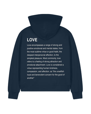 Cropped Hoodie à Zip Brodé "Love Definition"