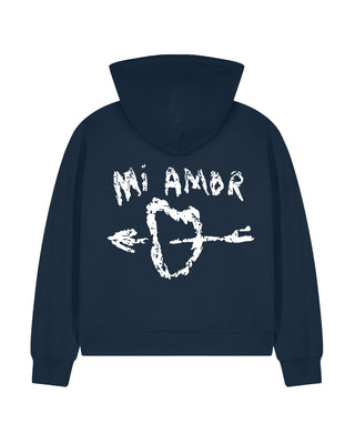 Cropped Hoodie à Zip Brodé "Mi Amor"