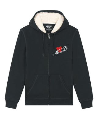 Hoodie Sherpa Brodé "coeur pins"