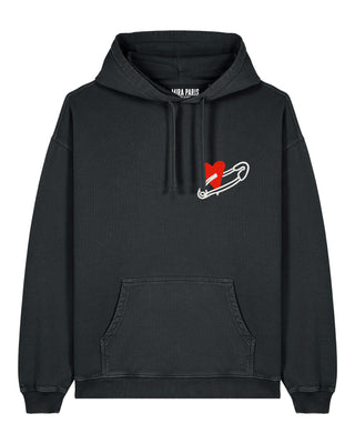 Hoodie Oversize Brodé "Coeur Pins"