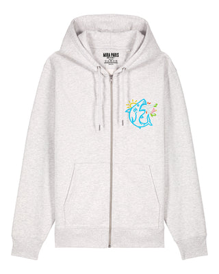 Hoodie à Zip Brodé "Shark"
