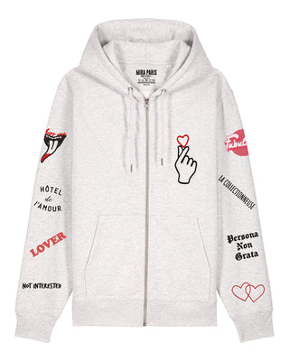 Hoodie à Zip Brodé "Moi Non Plus"