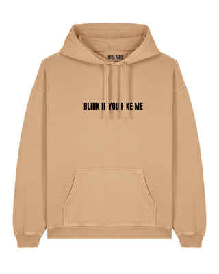 Hoodie Oversize Brodé "Blink If You Like Me"