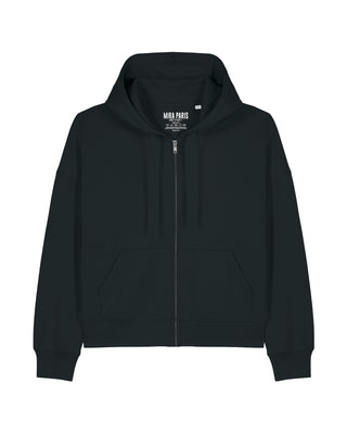 Cropped Hoodie à Zip Brodé "Mi Amor"