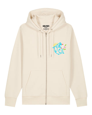 Hoodie à Zip Brodé "Shark"