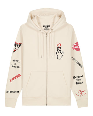 Hoodie à Zip Brodé "Moi Non Plus"