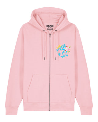 Hoodie à Zip Brodé "Shark"