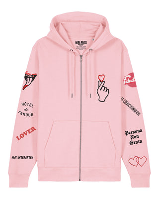 Hoodie à Zip Brodé "Moi Non Plus"
