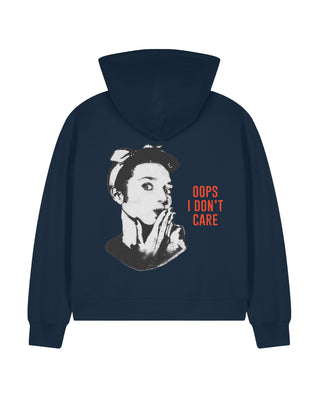 Cropped Hoodie à Zip "Oops I Don't Care"