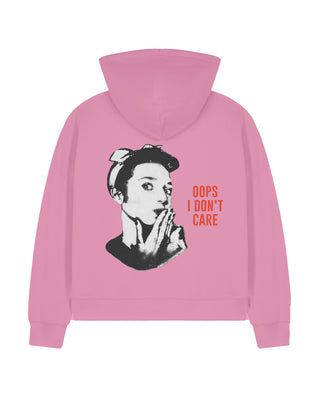 Cropped Hoodie à Zip "Oops I Don't Care"