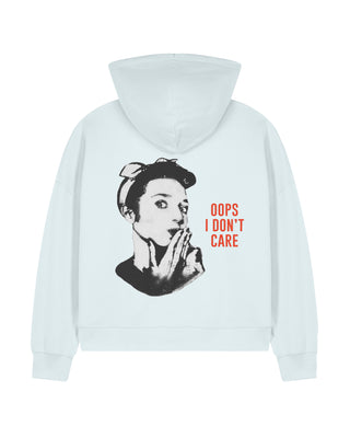 Cropped Hoodie à Zip "Oops I Don't Care"