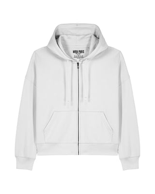 Cropped Hoodie à Zip Brodé "Saturn"