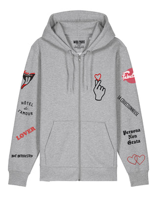 Hoodie à Zip Brodé "Moi Non Plus"