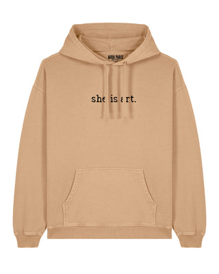 Hoodie Oversize Brodé "She Is Art"