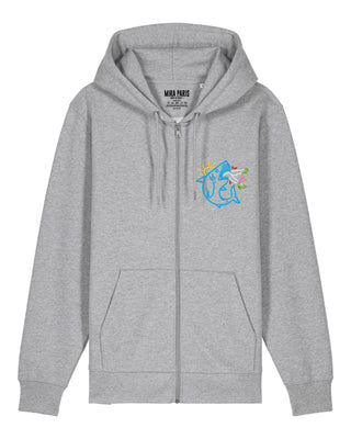 Hoodie à Zip Brodé "Shark"
