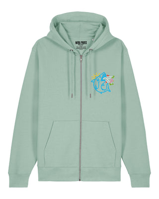 Hoodie à Zip Brodé "Shark"