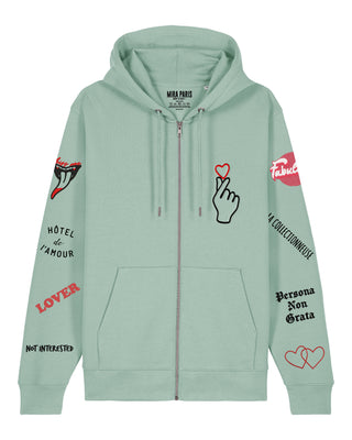 Hoodie à Zip Brodé "Moi Non Plus"