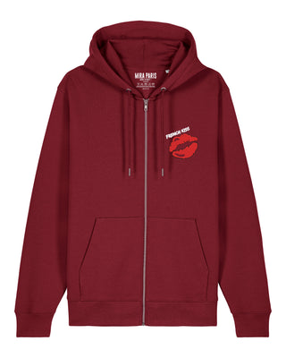 Hoodie à Zip Brodé "French Kiss"