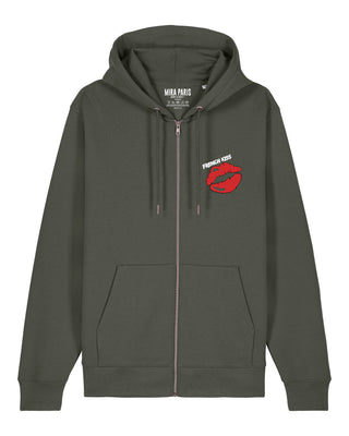 Hoodie à Zip Brodé "French Kiss"