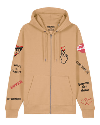 Hoodie à Zip Brodé "Moi Non Plus"