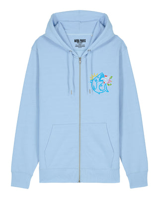 Hoodie à Zip Brodé "Shark"