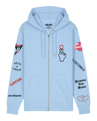 Hoodie à Zip Brodé "Moi Non Plus"