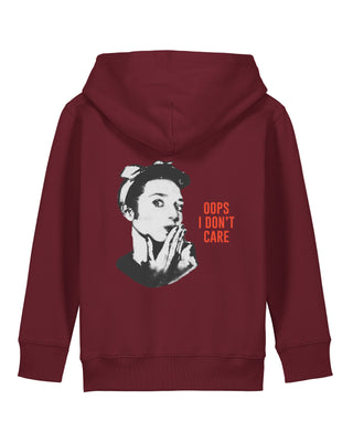 Hoodie Kids Brodé "Oops I Don't Care"