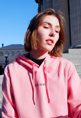 Hoodie Vintage Brodé "She is Art"