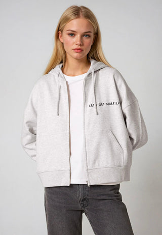 Cropped Hoodie à Zip Brodé "Let's Get Married"