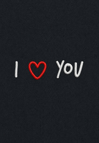 Hoodie Boxy Brodé "I Love You"