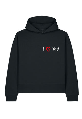 Hoodie Boxy Brodé "I Love You"