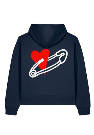 Hoodie Boxy Brodé "Coeur Pins"