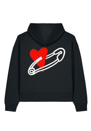 Hoodie Boxy Brodé "Coeur Pins"