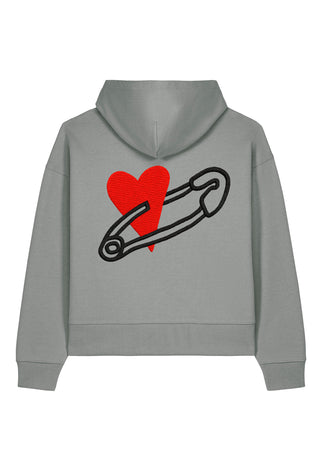 Hoodie Boxy Brodé "Coeur Pins"