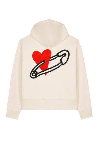 Hoodie Boxy Brodé "Coeur Pins"