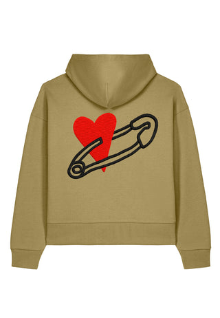 Hoodie Boxy Brodé "Coeur Pins"