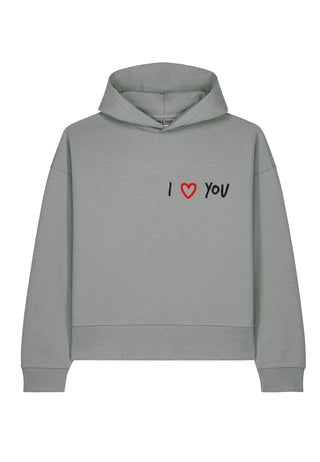 Hoodie Boxy Brodé "I Love You"