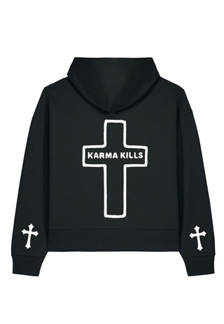 Hoodie Boxy Brodé "Karma Kills"