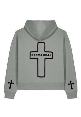 Hoodie Boxy Brodé "Karma Kills"