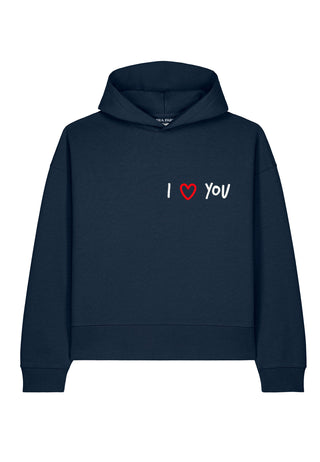 Hoodie Boxy Brodé "I Love You"