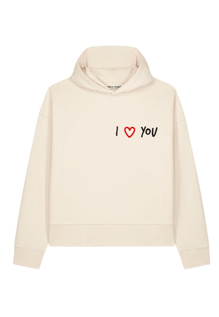Hoodie Boxy Brodé "I Love You"