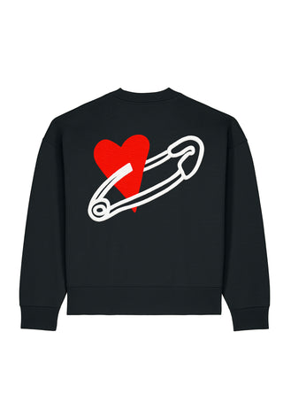 Sweatshirt Boxy Brodé "Coeur Pins"