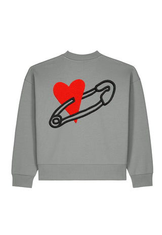Sweatshirt Boxy Brodé "Coeur Pins"