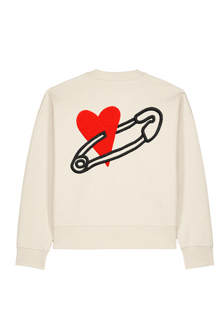 Sweatshirt Boxy Brodé "Coeur Pins"