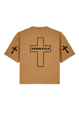 T-shirt Boxy Brodé "Karma Kills"