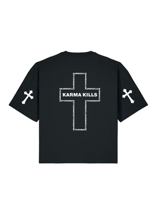 T-shirt Boxy Brodé "Karma Kills"