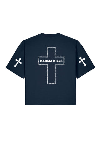 T-shirt Boxy Brodé "Karma Kills"