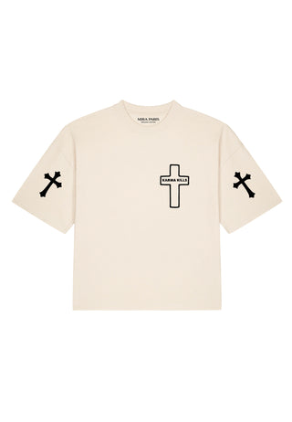 T-shirt Boxy Brodé "Karma Kills"