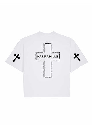 T-shirt Boxy Brodé "Karma Kills"