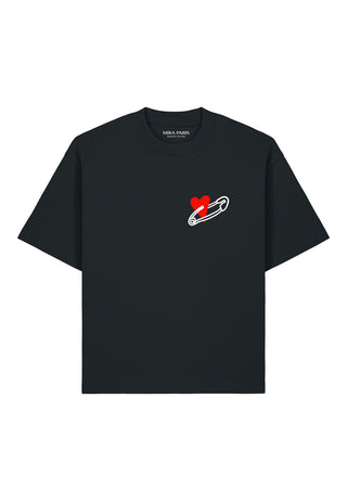 T-shirt Boxy Brodé "Coeur Pins"
